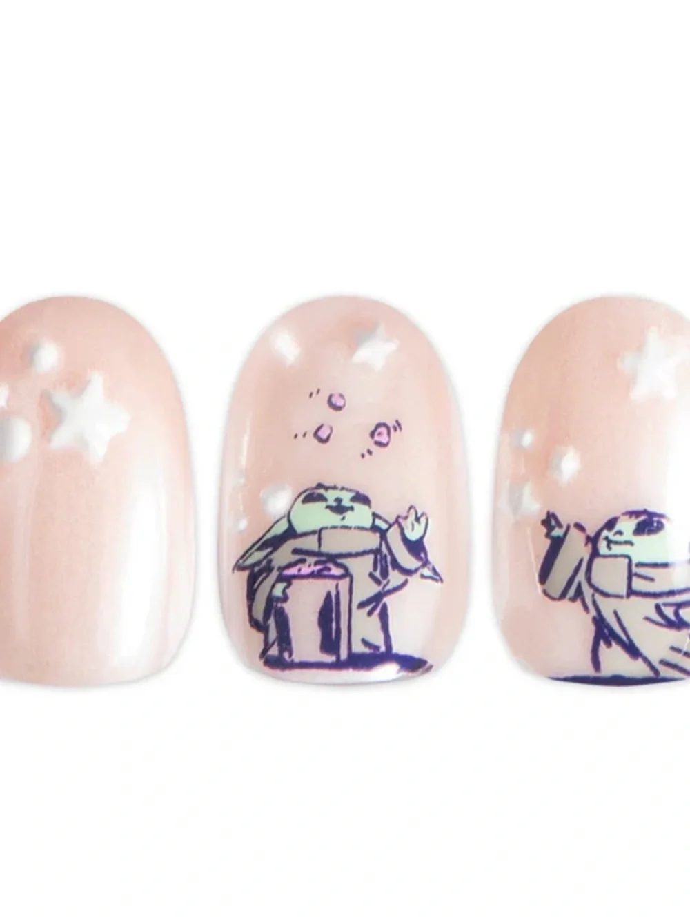 Star Wars The Mandalorian Instant Mani Press-Ons - Nude with Grogu